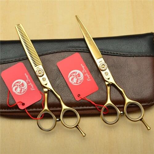 2Pcs 6'' 17.5cm Purple Dragon 440C Professional Human Hair Scissors Hairdressing Scissors Cutting Shears Thinning Scissors Z1020