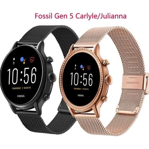 Milanese Stainless Steel Watchband for Fossil Gen 5 Carlyle Garrett Julianna Men Women Watch Band Quick Release Strap Mesh Belt