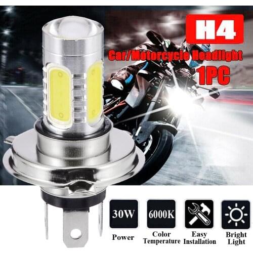 Super Bright H4 9003 6000K High Power COB LED Bulb White High/Low beam Light Car Motorcycle Headlight Fog Light Plug And Play