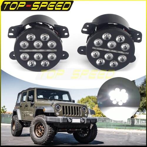 9-14V LED Fog Lights 30W DRL 5W For Jeep Wrangler JK JKU TJ LJ Freedom Edition Rubicon Sport Sahara Driving Off-road Foglights