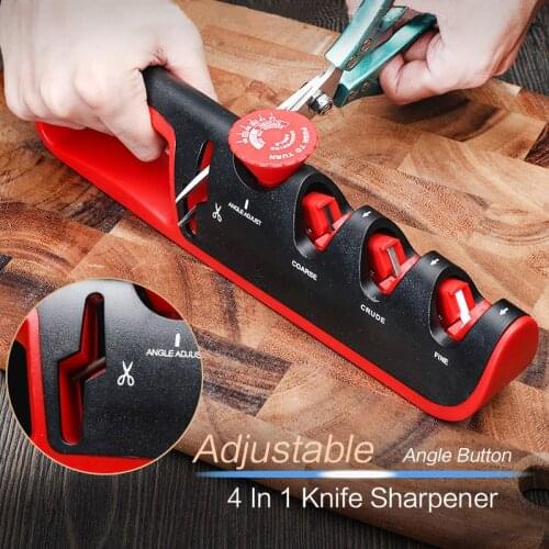 4 In 1 Knife Sharpener Grind Scissor Multifunctional Grindstone Angle Adjustable knives Whetstone Professional Sharperning Tool