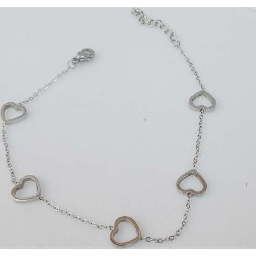 High quality top fashion bracelet made of 100% stainless steel -anti-allerge ,heart shape -silver and gold color