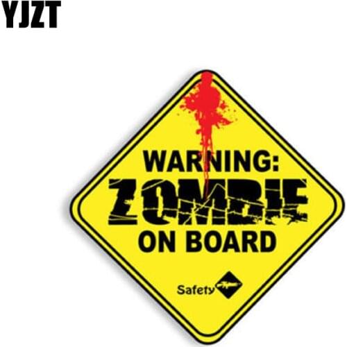 YJZT 10.8x10.8cm Funny Zombie On Board BLOOD Retro-reflective Car Stickers Decals C1-8066