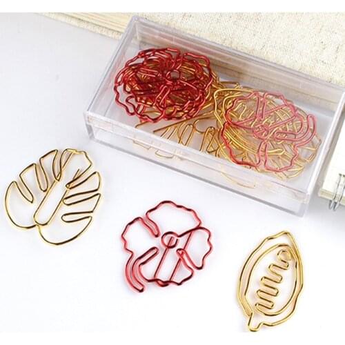10pcs Leaf Flower Clip Bookmark Binder Clip Office Accessories Paper Clips Patchwork Clip