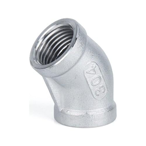 1/8" 1/4" 3/8" 1/2" 3/4" 1" 1-1/4" 1-1/2" BSP Female Thread 304 Stainless Steel 45 Degree Elbow Pipe Fitting Connector Adapter