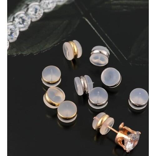 10pcs Copper Plated Rubber Earring Stud Back Silicone Round Ear Plug Blocked Caps Earrings Back Stoppers For DIY Jewelry Finding