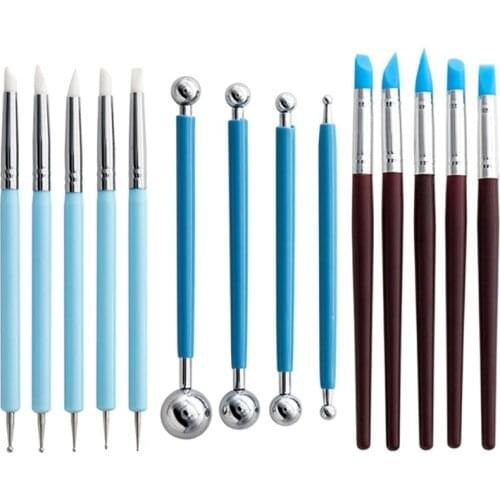 14Pcs Clay Sculpting Tools Set 10Pcs Modeling Clay Rubber Brushes Silicone Sculpting with 4 Pcs Polymer Clay Balls