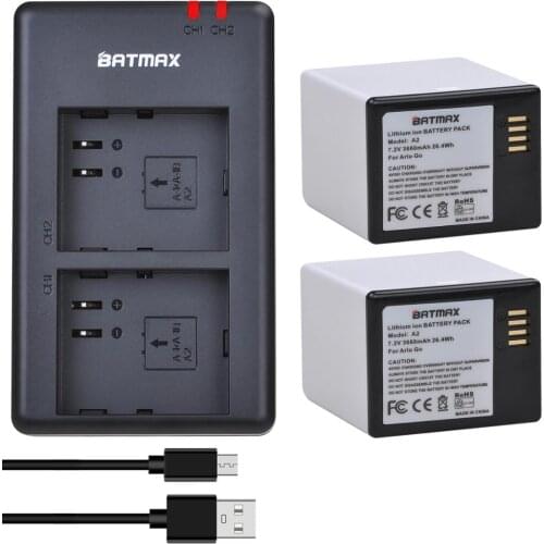 2Pcs 7.2V 3660mAh Battery + Dual USB Charger for Arlo GO