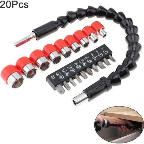 20pcs Universal Flexible Shaft High Hardness Batch Head Electric Drill Bit Sleeve Combination for Electric Drill Accessories