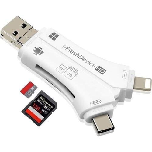 4 in 1 i Flash Drive USB TF Micro SD Card Reader Adapter for iPhone iPad Macbook air Android Phone Camera laptop accessories