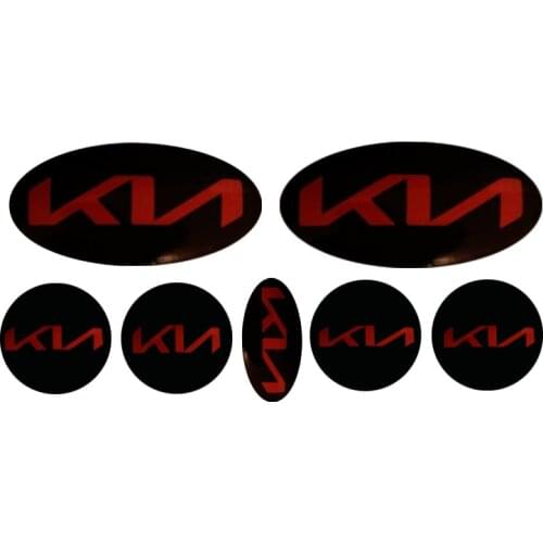 7pcs/lot Red Hood Sticker Car Steering Wheel Sticker For Kia K5 K3 KX1 Moring Shuma STONIC Picanto CERATO Rear Trunk Sticker