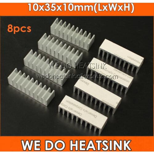 8pcs 10x35x10mm Extruded Aluminium Heatsink With Thermally Conductive Heat Transfer Double Sided Tape