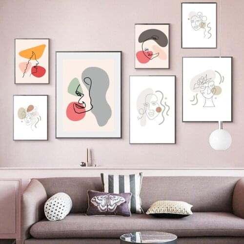 Abstract Minimalist Line Girl Head Face Wall Art Canvas Painting Nordic Posters And Prints Wall Pictures For Living Room Decor