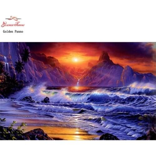 Golden panno,5D,diy diamond embroidery,Full,square,Diamond Painting,Cross Stitch,3D,diamond,Mosaic,Needlework,sunset 728S