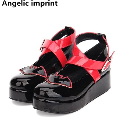 Angelic imprint new woman mori girl lolita cosplay shoes lady high wedges heels pumps women princess dress party shoes 33-47 5cm