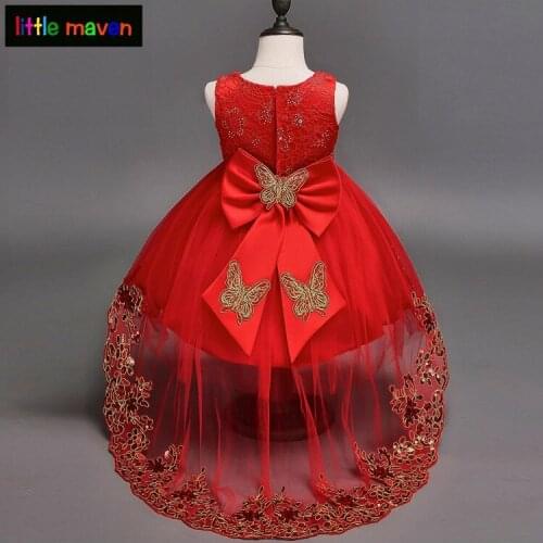 2-12 Yrs Baby Girls Wedding Dress 3 Colors Ball Gown Dresses Birthday Party Christmas Baby Girls Clothes Sequined Bow Embroidery