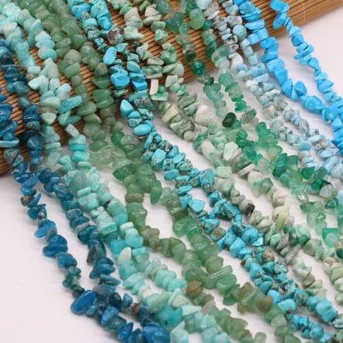 Beads Natural Stone Green Aventurine Aquamarine Amazonite Gravel Beaded for Jewelry Making DIY Bracelet Accessories 5-8mm
