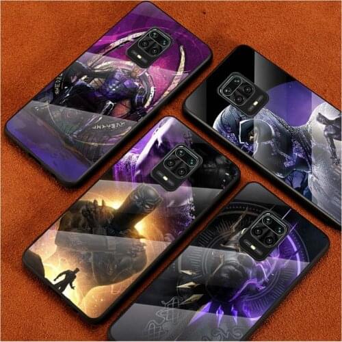 Tempered Glass Cover Fashion Black Panther For Xiaomi Redmi Note 10 10S 9T 9S 9 8T 8 7 Pro Max Shockproof Phone Case