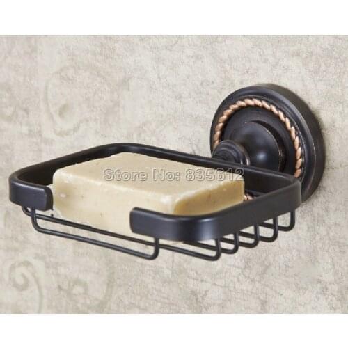 Black Oil Rubbed Bronze Wall Mounted Bathroom Soap Dish Storage Basket