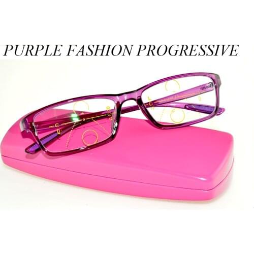 Clara Vida 2018 New design women purple progressive with case high quality multifocal bifocal reading glasses +1 +1.5 to +4 ADD