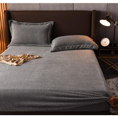 Home Textiles Winter Warm Soft Fitted Sheets Dust Cover Protector Flannel Universal Mattress Cover Cashmere Thicken Bed Sheet