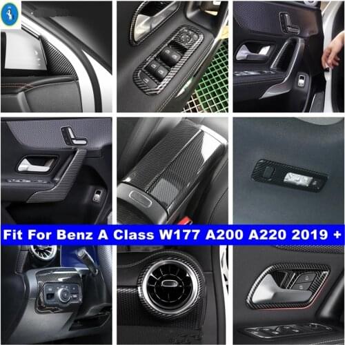 ABS Carbon Fiber Interior Refit Pillar A / Door Bowl / Air AC Cover Trim For Mercedes-Benz A Class W177 A200 A220 2019 - 2021