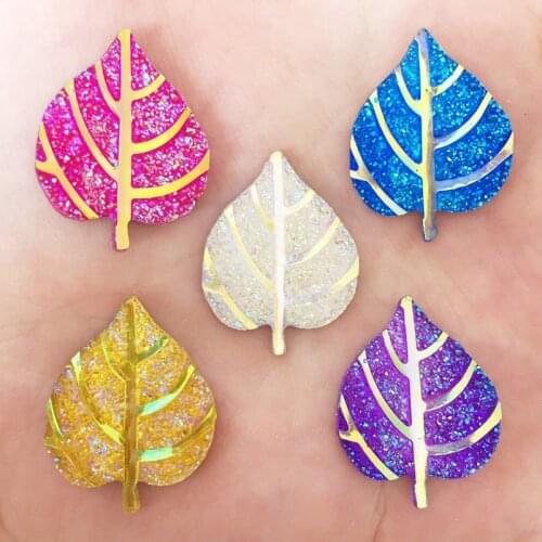 Hot 75PCS 20mm*26mm AB Resin Heart Shape Rhinestone Leaves Flatback Wedding Diy Craft K39A*5