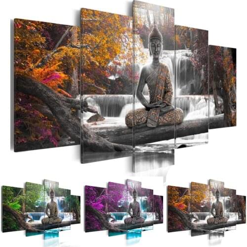 2019 Buddha Canvas Print Modern Abstract Zen Art Painting Home Decoration(Color:Green,Yellow,Purple,Size:2)( No Frame )