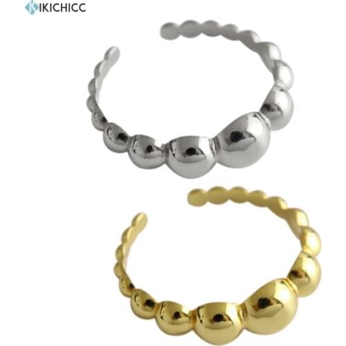 Kikichicc 100% 925 Sterling Silver Beads Adjustable Rock Punk Rings 2020 Resizable Multi Beads Luxury Party Ring Jewelry