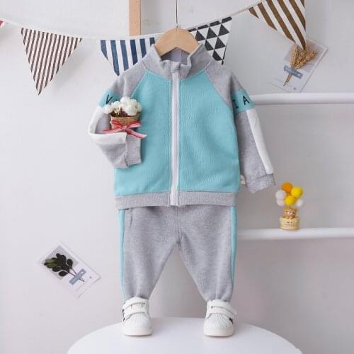 New Spring Autumn Baby Boys Clothing Sets Kids Infant Letter Zipper Coat+pants 2-piece Outfits Fashion 0-5 Years Tracksuit