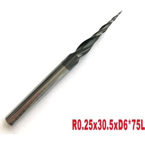 1pc 6mm shank 2 flutes HRC55 Tungsten solid carbide Tapered Ball Nose End Mills and cone cutter