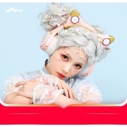 Cat Ears Headphone Head-Mounted Noise Reduction Bluetooth Wireless with Ear Microphone Headphones Cute Girl