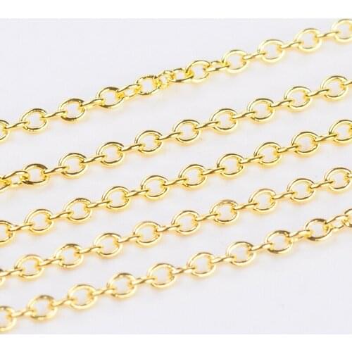 92m/roll 2x1.5x0.5mm Brass Golden Cross Chains for jewelry making bracelet necklace, Nickel Free, Color-Keeping