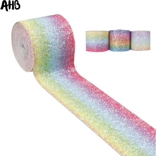 2y/lot 3" Chunky Glitter Ribbon Rainbow Sequin Wholesale Ribbon 75mm DIY Hair Bow Accessories Phone Case Crafts Decor Materials