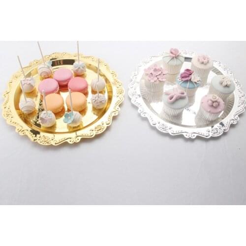 Silver / Gold Charger Plate Metal Tray 25 CM/ 9.8" Diameter Nut Plates/ Sweet/ Delicate Cake Stand For Home Table Decoration