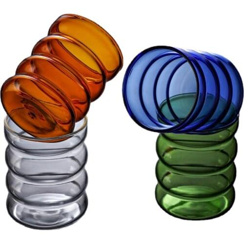 Multi-Purpose 300ml Coffee Milk Mug Colored Glass Rotating Thread Beer Steins Cola Cool Drinks Cup Fashion Drinkware