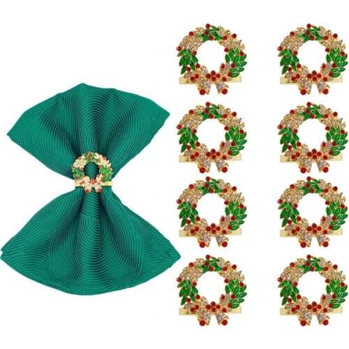 Set Of 8 Napkin Ring Wreath Napkin Ring Holder For Xmas, Thanksgiving, Wedding, Holiday Party Table Decoration
