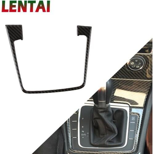 LENTAI Car Styling Carbon Fiber Gear Shift Panel Frame Sticker For Volkswagen VW Golf 7 GTI R GTE GTD MK7 2013-2017 Accessories
