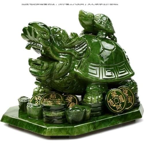 REAL NATURAL JADE DRAGON TURTLE WENCHANG TOWER IS A NATURAL SOUTH JADE MOTHER-SON STATUES ANIMAL HEAD SCULPTURE DECORATION