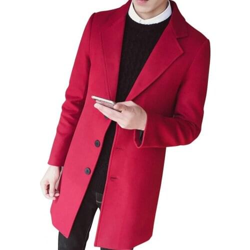 2021 Autumn Winter Men Trench Coat Knee Length Buttons Business Style Jacket Woolen Trench Coat Windbreaker Outerwear