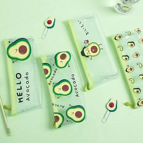 1 Pc Pencil Case Avocado School Pencil Box Pencilcase Transparent Pencil Bag School Supplies Stationery