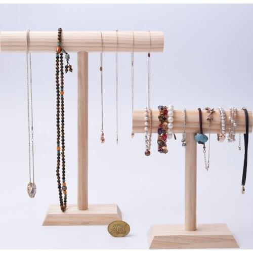 Solid Wood New Fashion Necklace Chain Display Holder Jewelry Display Riser Bracelets Display Stand