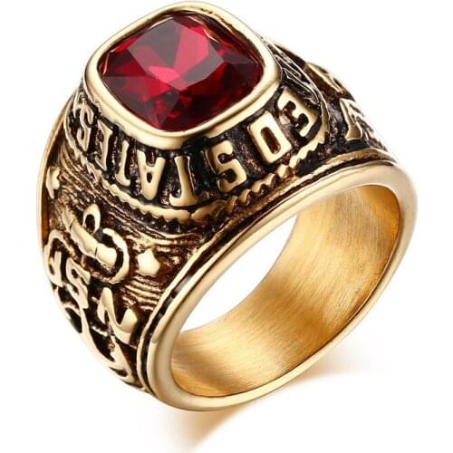 Europe United States popular trend wild eagle pattern Black Green Red color Zircon titanium steel for men Wholesale R588G