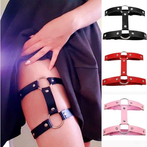 Sexy Punk Leather Garter Belt Women Elastic Leg Ring Garter Belt Harajuku Female Thigh Harness Suspender Straps