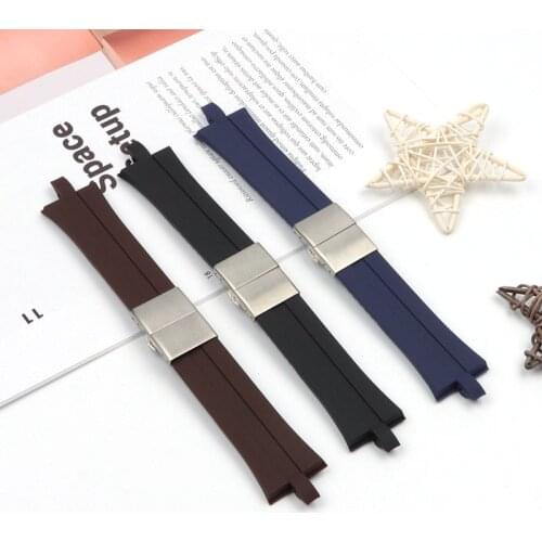 27mm*22mm Blue Brown Black soft Silicone Rubber Watchband For Porsche strap Design P6360 Watch Accessories Belt bracelet tools