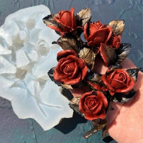 Rose Bouquet Silicone Mould Fondant Cake Mould Chocolate Fudge Mould Kitchen Baking Tools A010
