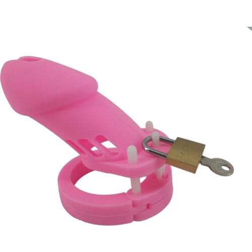Pink Silicone Cage Chastity Cage CB6000 Adult Products Male Masturbator Sex Toy for Men Chastity Device JJ Lock