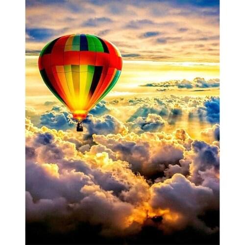 Hot Air Balloon Sun and Clouds Paint By Numbers Landscape for Adults 40x50cm diy frame
