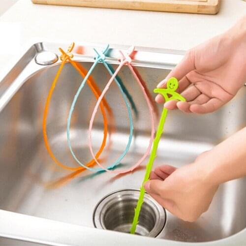 1pc Kitchen Bathroom Sink Pipe Drain Cleaner Pipeline Hair Cleaning Removal Shower Toilet Sewer Clog Long Line Plastic Hook