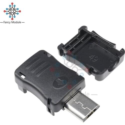 10Pcs/Lot 5 Pin T Port Male Micro USB Plug Socket Contor + Plastic Cover for DIY Wholesale